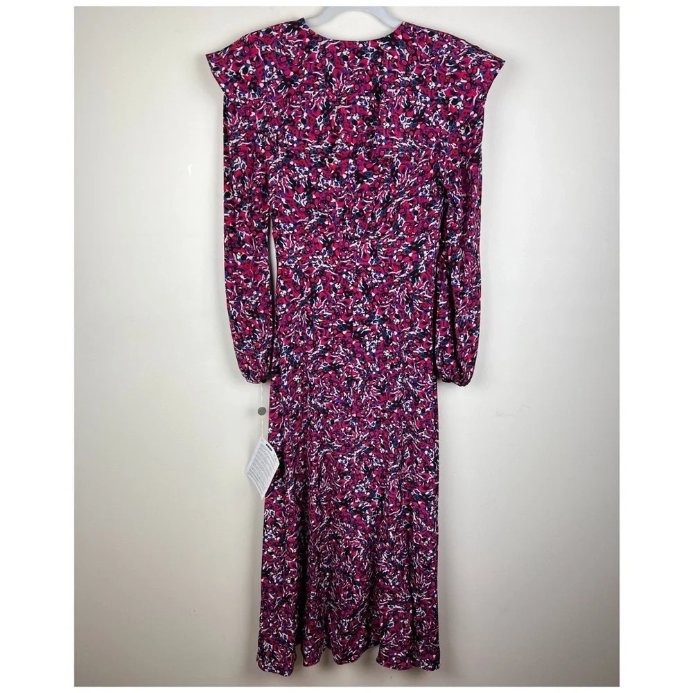 Diane von Furstenberg Bella Wrap Effect Ruffled Silk Crepe de Chine Midi Dress 2 - Picture 4 of 11